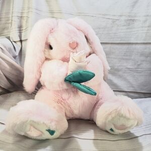 1992 Summit Heartwarmers Pink Rabbit Plush Stuffed Animal Satin Rose Tulip Feet